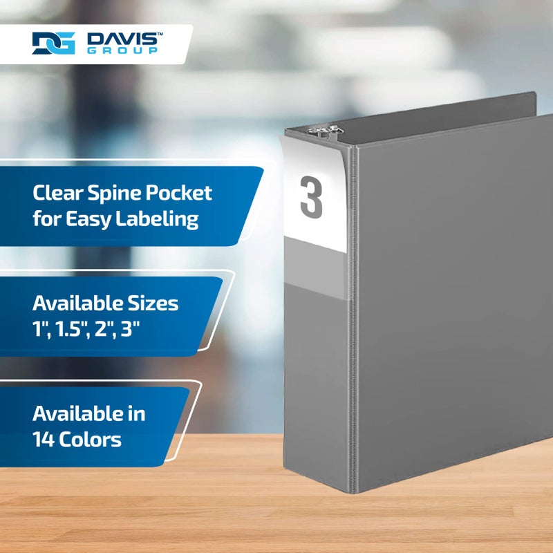 Davis Group Premium Economy 6-Pack 3-Ring Binders for School or Office, D-Ring Binders, 3 Inch, Gray - Image 4